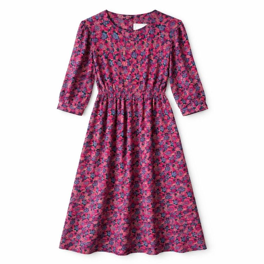 Vtg 90s prairie dress pink floral cottagecore Whimsy Coquette Grannycore size M